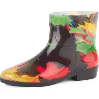 Ladeheid Femmes Bottes courtes en caoutchouc Bottes de pluie multicolores Chaussures de pluie imperméables avec motif LAZT201802 (motif-19, 39 UE)