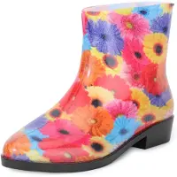 Ladeheid Femmes Bottes courtes en caoutchouc Bottines multicolores Chaussures de pluie imperméables avec motif LAZT201802 (motif-02, 39 UE)