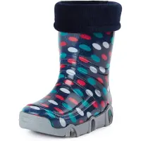 Ladeheid Kinder Mädchen Jungen Gummistiefel gefüttert Swk 24 (Bleu foncé points, 25/26 EU)