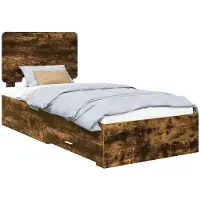 vidaXL Cadre de lit Chêne fumé 75 x 190 cm Bois composite