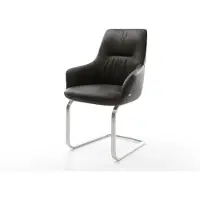 DELIFE Cantilever Zelia-Flex avec accoudoirs microfibre antracite vintage pied cantilever plat acier inoxydable ressorts ensachés