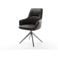 DELIFE Chaise-pivotante Zelia-Flex avec accoudoirs microfibre antracite vintage pied croisé large grafiete pivotement sur 360° fonction bascule ressorts ensachés