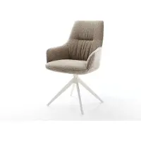 DELIFE Chaise-pivotante Zelia-Flex avec accoudoirs bouclé boue pied croisé large blanc pivotement sur 360° fonction bascule ressorts ensachés
