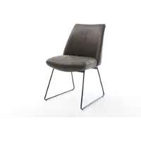 DELIFE Chaise-de-salle-à-manger Elso-Flex microvelours anthracite vintage pied trapèze noir ressorts ensachés