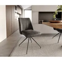 DELIFE Chaise-pivotante Elso-Flex microvelours anthracite vintage pied croisé conique noir pivotement sur 180° ressorts ensachés