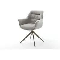 DELIFE Chaise-pivotante Kaira-Flex tissu structuré doux gris pied croisé large aspect titane pivotement sur 360° fonction bascule