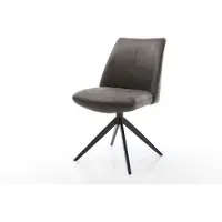 DELIFE Chaise-pivotante Elso-Flex microvelours anthracite vintage pied croisé large noir pivotement sur 360° fonction bascule ressorts ensachés