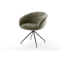 DELIFE Chaise-pivotante Vinka-Flex avec accoudoirs chenille olive pied croisé conique noir pivotement sur 180° ressorts ensachés