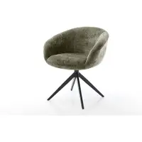 DELIFE Chaise-pivotante Vinka-Flex avec accoudoirs chenille olive pied croisé large noir pivotement sur 360° fonction bascule ressorts ensachés