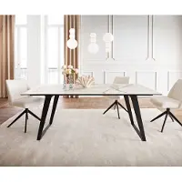 DELIFE Table à manger Edge 200x100 céramique Calacatta Luxe blanc-doré-gris métal incliné noir