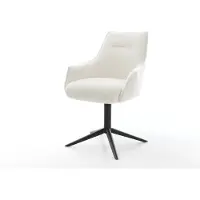 DELIFE Chaise-pivotante Alja-Flex avec accoudoirs bouclé doux beige pied de chaise 4 branches noir pivotement sur 360° fonction bascule resorts ensachés