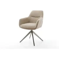 DELIFE Chaise-pivotante Pejo-Flex tissu mixte couleur boue pied croisé large acier inoxydable brossé pivotement sur 360° fonction bascule ressorts ensachés