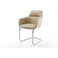 DELIFE Cantilever Pejo-Flex microvelours beige vintage pied cantilever plat acier inoxydable brossé ressorts ensachés
