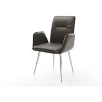 DELIFE Chaise-de-salle-à-manger Vinja-Flex microvelours anthracite vintage 4 pieds coniques acier inoxydable brossé