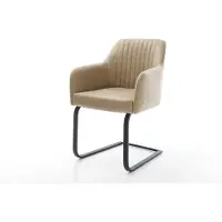 DELIFE Cantilever Greg-Flex microvelours beige vintage pied cantilever plat noir ressorts ensachés