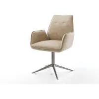 DELIFE Chaise-pivotante Zoa-Flex microvelours beige vintage pied de chaise 4 branches grafiete pivotement sur 360° fonction bascule ressorts ensachés