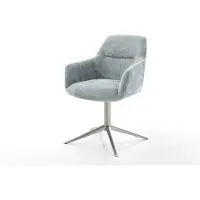 DELIFE Chaise-pivotante Pejo-Flex chenille bleu pastel pied de chaise 4 branches acier inoxydable brossé pivotement sur 360° fonction bascule ressorts ensachés