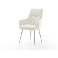 DELIFE Chaise-de-salle-à-manger Zelia-Flex avec accoudoirs bouclé doux beige 4 pieds coniques acier inoxydable resorts ensachés