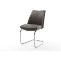DELIFE Cantilever Elso-Flex microvelours anthracite vintage pied cantilever plat acier inoxydable brossé ressorts ensachés