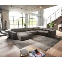 DELIFE Canapé panoramique Sirpio XL 360x260 cm Microfibre Marron Kaki Recamiere variable