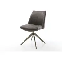 DELIFE Chaise-pivotante Elso-Flex microvelours anthracite vintage pied croisé large aspect titane pivotement sur 360° fonction bascule ressorts ensachés
