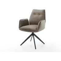DELIFE Chaise-pivotante Zoa-Flex microvelours taupe vintage pied croisé large noir pivotement sur 360° fonction bascule ressorts ensachés