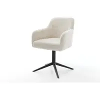 DELIFE Chaise-pivotante Greg-Flex peluche crème-blanc pied de chaise 4 branches noir pivotement sur 360° fonction bascule resorts ensachés