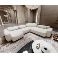 DELIFE Canapé panoramique Freestyle Pure 360x290 cm Bouclé beige doux
