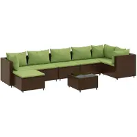 vidaXL Ensemble de jardin lounge 8 pièces avec coussins Marron Poly Rattan