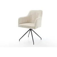 DELIFE Chaise-de-salle-à-manger Greg-Flex côtelé beige vintage pied croisé conique noir ressorts ensachés