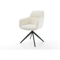 DELIFE Chaise-pivotante Pejo-Flex bouclé blanc pied croisé large noir pivotement sur 360° fonction bascule ressorts ensachés