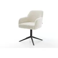 DELIFE Chaise-pivotante Greg-Flex tissu teddy beige pied de chaise 4 branches noir pivotement sur 360° fonction bascule resorts ensachés