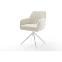 DELIFE Chaise-pivotante Greg-Flex tissu teddy beige pied croisé large blanc pivotement sur 360° fonction bascule resorts ensachés
