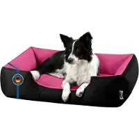 BedDog Lit pour chien LUPI Coussin pour chien lavable,BLACK-PASSION (noir/rose),(XL) ca. 100x85x23cm