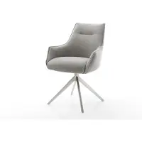 DELIFE Chaise-pivotante Alja-Flex avec accoudoirs tissu structuré doux gris pied croisé large acier inoxydable pivotement sur 360° fonction bascule resorts ensachés