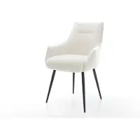 DELIFE Chaise-de-salle-à-manger Alja-Flex avec accoudoirs bouclé doux beige 4 pieds coniques noir resorts ensachés