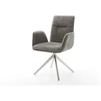 DELIFE Chaise-pivotante Vinja-Flex bouclé doux couleur boue pied croisé large acier inoxydable pivotement sur 360° fonction bascule