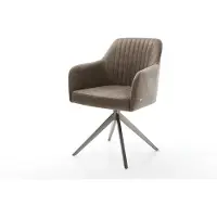 DELIFE Chaise-pivotante Greg-Flex microvelours taupe vintage pied croisé large grafiete pivotement sur 360° fonction bascule ressorts ensachés