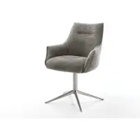 DELIFE Chaise-pivotante Alja-Flex avec accoudoirs bouclé doux couleur boue pied de chaise 4 branches acier inoxydable pivotement sur 360° fonction bascule resorts ensachés