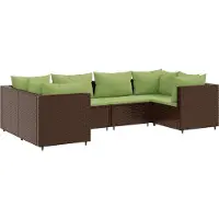 vidaXL Ensemble salon de jardin 6 pièces avec coussins Marron Poly rotin