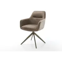 DELIFE Chaise-pivotante Pejo-Flex microvelours taupe vintage pied croisé large aspect titane pivotement sur 360° fonction bascule ressorts ensachés