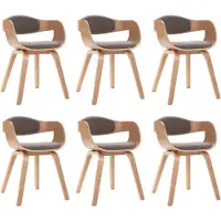 vidaXL Chaises de salle à manger 6 pcs. Bois courbé et tissu taupe