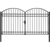 vidaXL Portillon double porte avec dessus arqué Acier 300x200 cm Noir