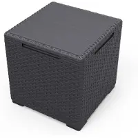 Keter Boîte de rangement 3en1 Noir Table d'appoint Tabouret Coffre de jardin 37x37x37cm