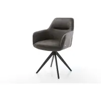 DELIFE Chaise-de-salle-à-manger Pejo-Flex microvelours anthracite vintage pied croisé angulaire noir ressorts ensachés