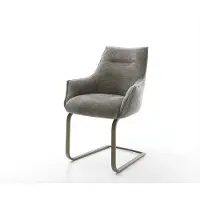 DELIFE Cantilever Alja-Flex avec accoudoirs bouclé doux couleur boue pied cantilever plat aspect titane resorts ensachés