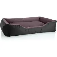 BedDog Lit pour chien TEDDY, canapé pour chien lavable avec rebord et coussin, BLACK-FIELD (noir/marron), (XXL) env. 120 x 85 x 23 cm