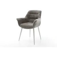 DELIFE Chaise-de-salle-à-manger Kaira-Flex bouclé doux couleur boue 4 pieds coniques acier inoxydable