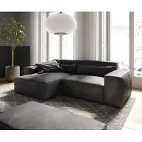 DELIFE Canapé d'angle Sirpio 230x155 cm Cuir synthétique Vintage Anthracite Recamiere variable avec Tabouret