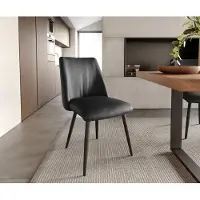 DELIFE Chaise-de-salle-à-manger Elso-Flex cuir de vache noir 4 pieds coniques noir ressorts ensachés